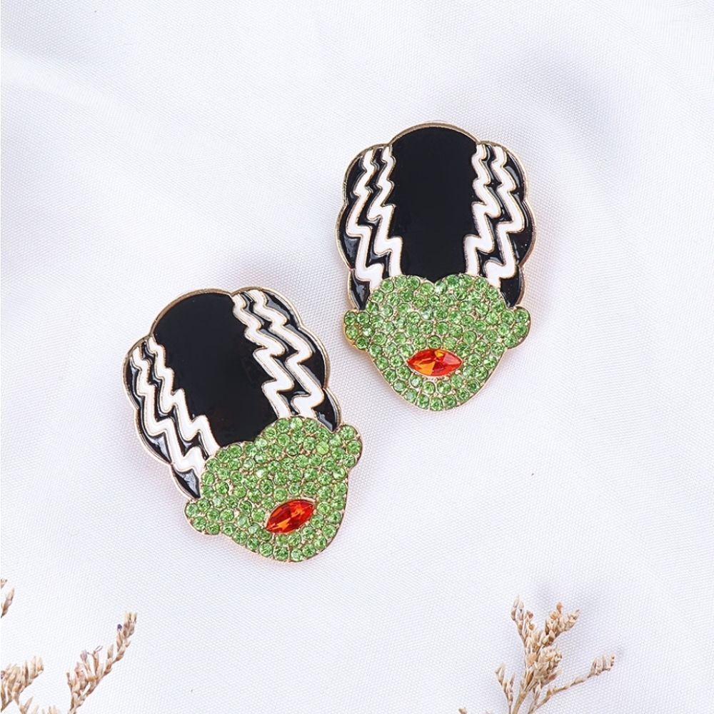New! BAUBLEBAR Bride Of Frankenstein rhinestone pavé earrings • NWOT